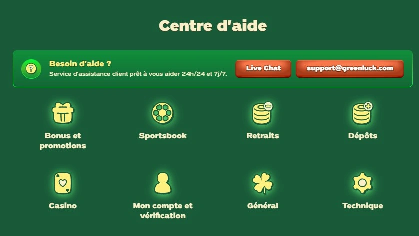 Assistance en direct via chat sur Greenluck