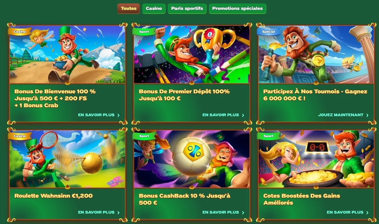 Bonus de bienvenue exclusif de GreenLuck Casino pour les nouveaux joueurs